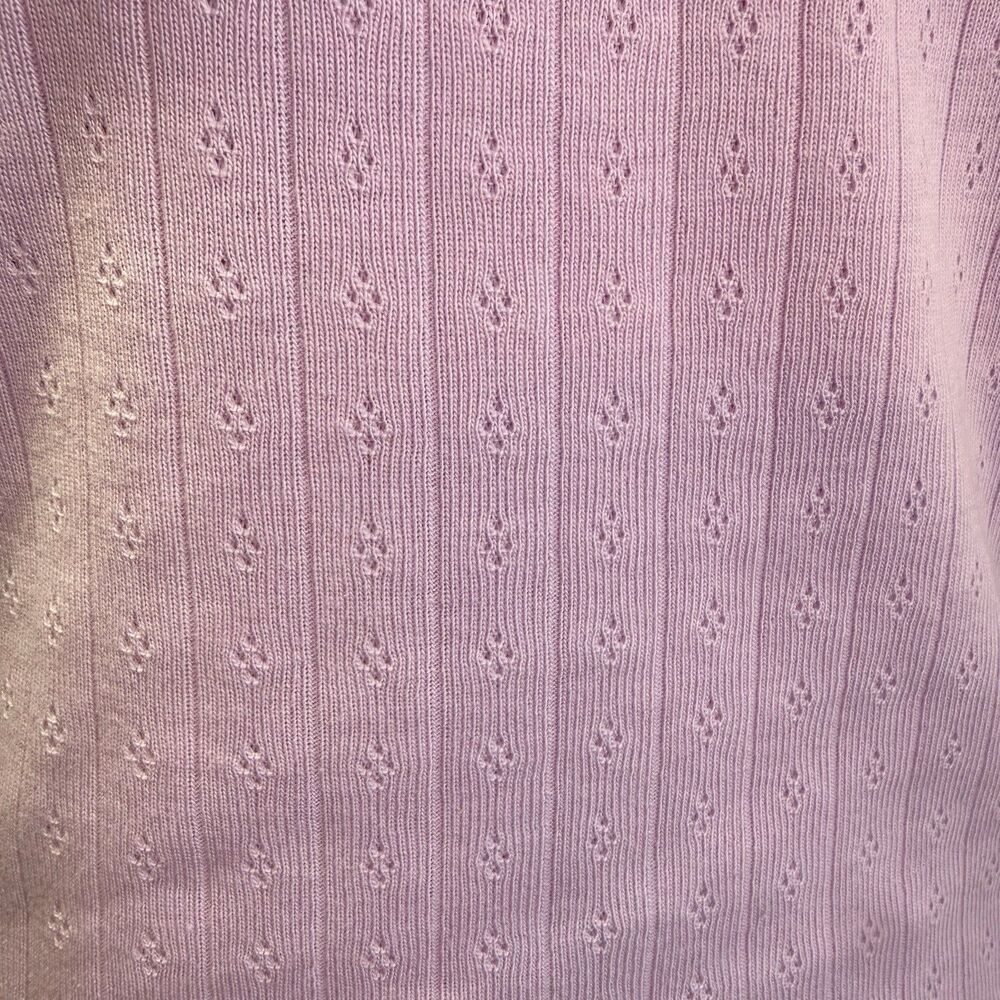 RSQ Long-Sleeve Shirt L Pink Pointelle Bow Coquette Cottagecore Cute BalletCore - Picture 9 of 14